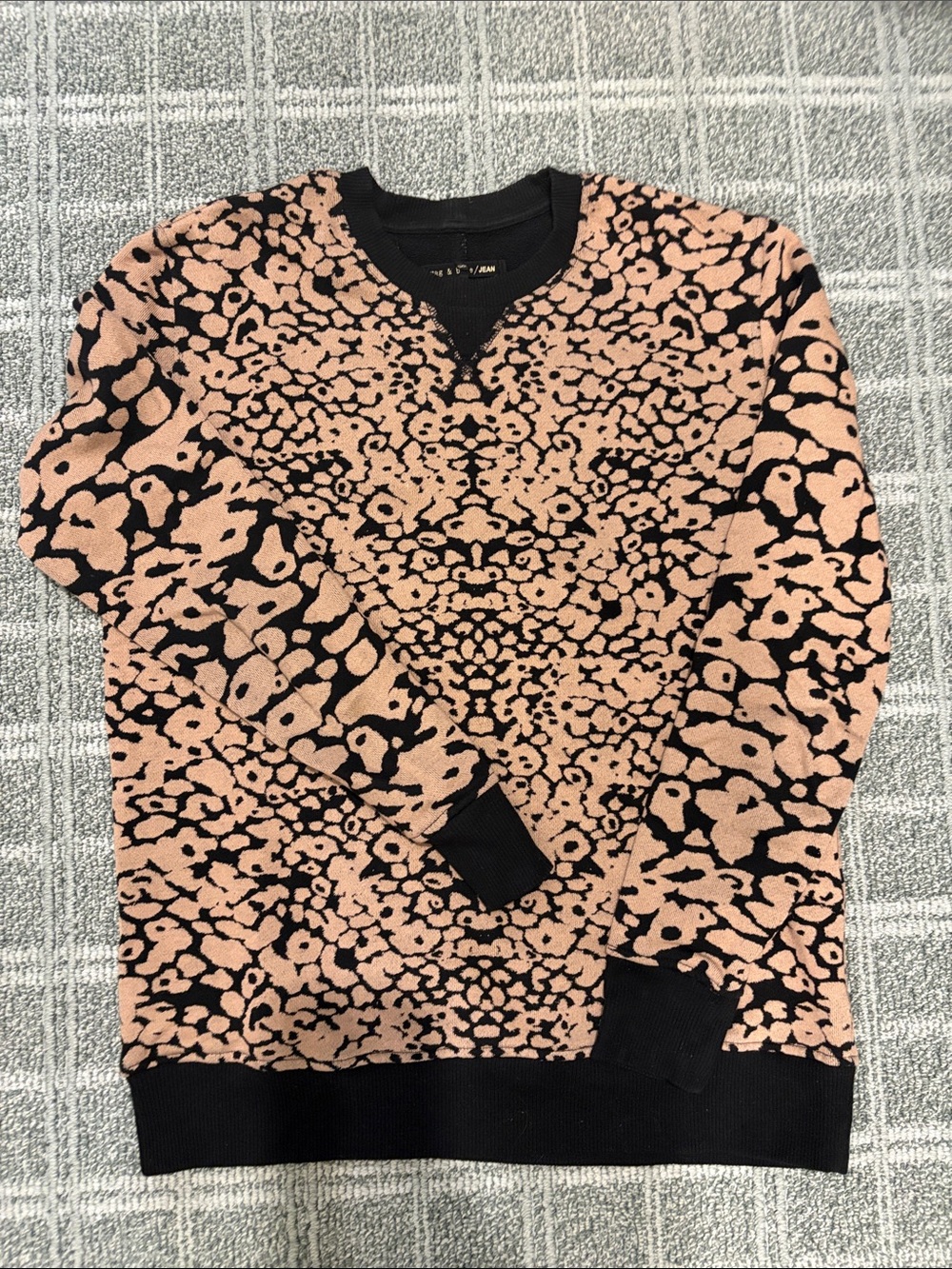 rag & bone Black and Tan Crewneck Sweatshirt